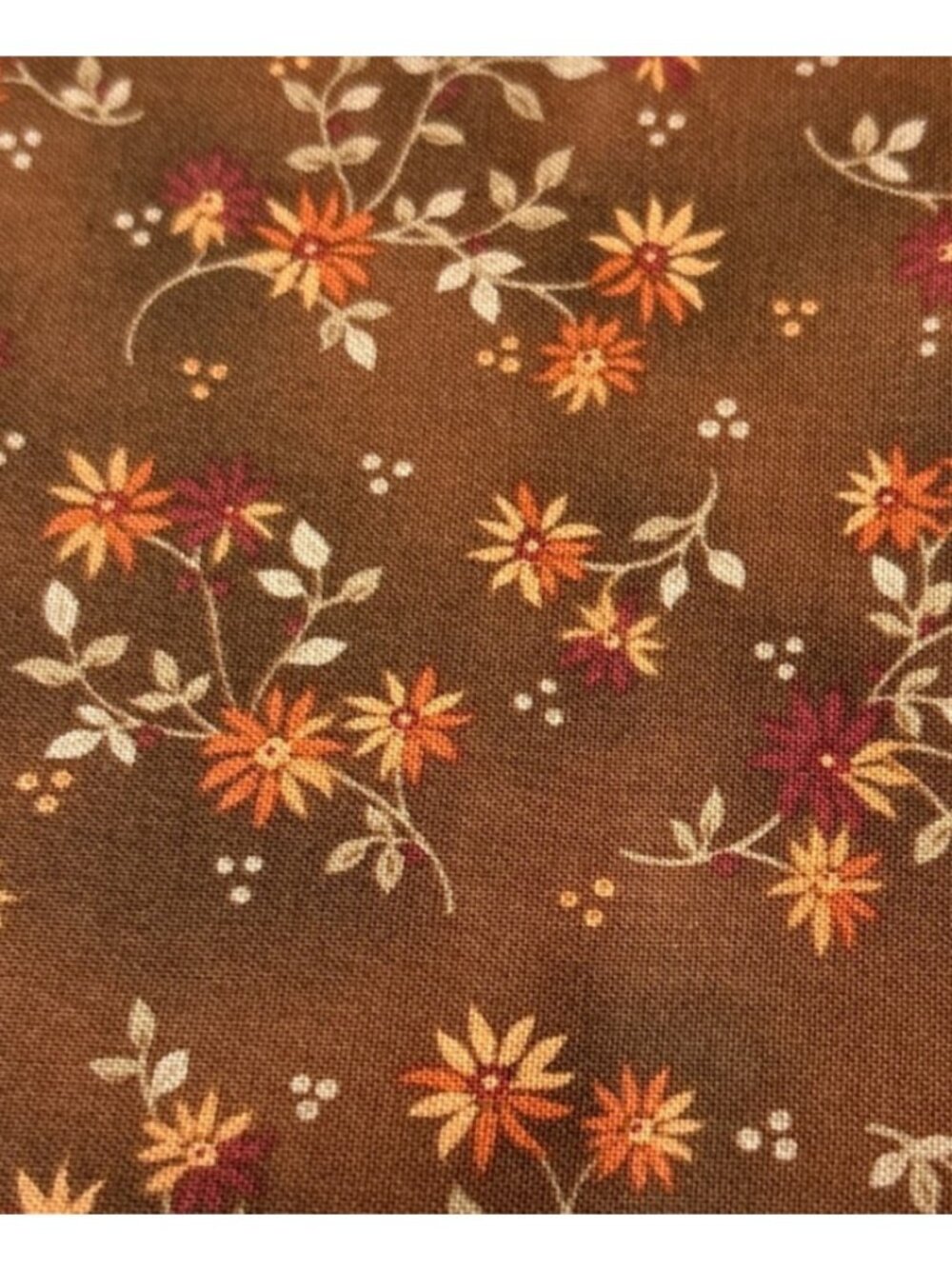 Brown Floral Cotton Fabric 24x30" For Quilting Crafts